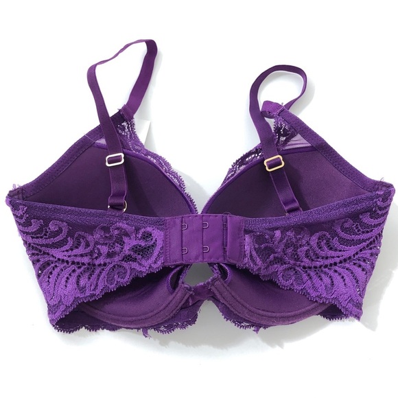 Natori Feathers Purple Lace Padded Underwire Contour Push Up Bra 32DD Nwt - Picture 4 of 8